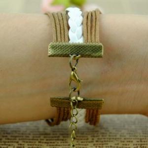 Handmade Braided Leather Bracelet With Antique..