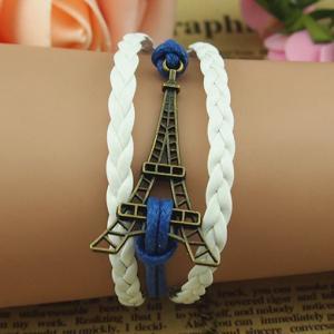 5 Colors Charm Bracelet Eiffel Tower Bracelet, Wax..