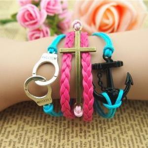 Handcuff Bracelet Chain Anchor Bracelet Cross..