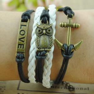 Infinity Bracelet,owls Bracelet ,anchor..