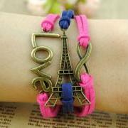 The Eiffel Tower Bracelet, Infinity Bracelet, Infinity Wish Bracelet, Endless Love Bracelet Girls Gift Bracelet Friendship Bracelet