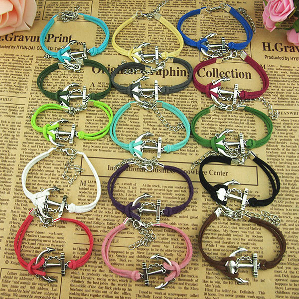 15 Colors Handmade Charm Bracelet,chain Anchor Bracelet,korean Wax Cords Bracelet,colorful Ropes Bracelet -simple Gift Or Boys And Girls