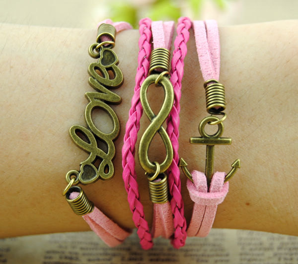 Anchor Bracelet - Love Bracelet,infinity Bracelet,antique Bronze Bracelet ,fashion Braid Leather Bracelet Bridesmaid Bracelet,vintage Style