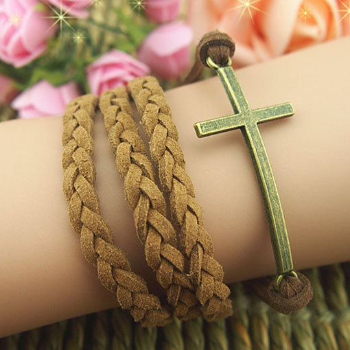 Cham Bracelet,cross Bracelet,bronze Bracelet,wax Cord Braid Bracelet,unique Bracelet,adjustable Bracelet Gift For Boy And Girl-- Gift