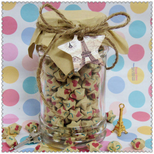 199count Lucky Origami Paper Stars In Glass Red Heart Stars Kawaii Cute Gift For Her