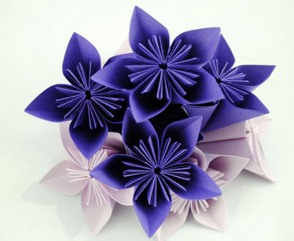 Handmade Paper Origami Flowers Purple And Lavender - 20pcs Flowers Home And Wedding Decoration